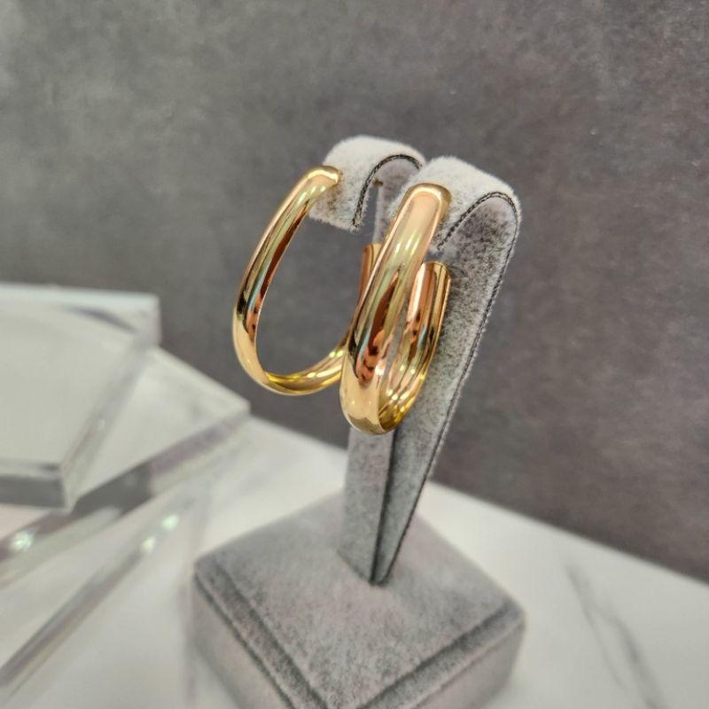 BRINCO OURO ARGOLA GOTA ABAULADA