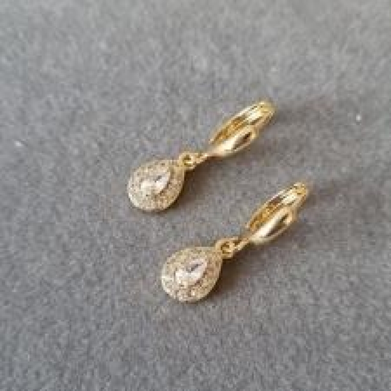 BRINCO OURO ARGOLA GOTA ZIRC	