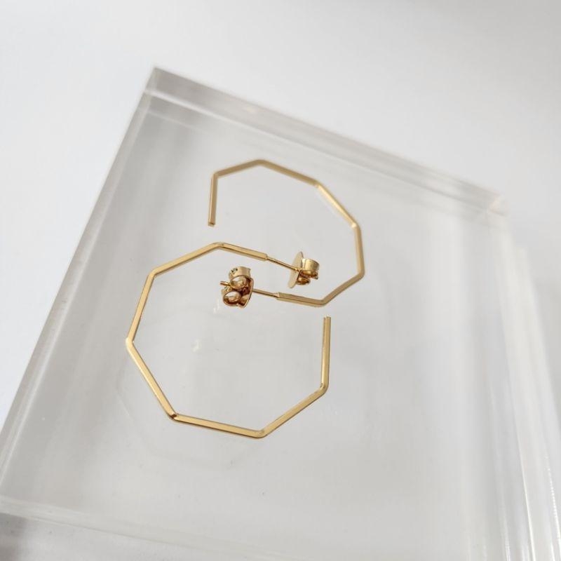 BRINCO OURO ARGOLA OCTAGONAL M