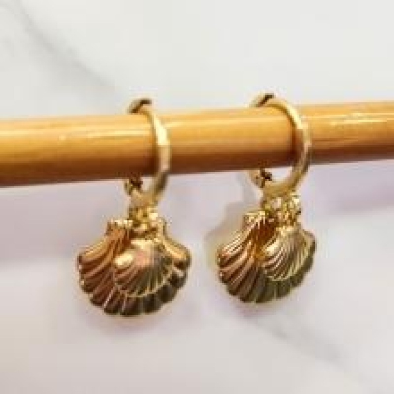 BRINCO OURO ARGOLA SHELL DUPLA