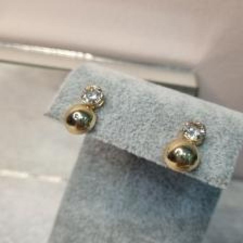 BRINCO OURO BOLA ZIRC