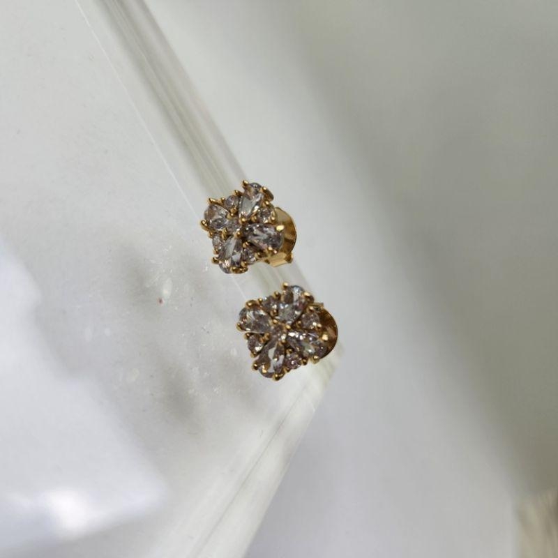 BRINCO OURO FLOR QUADRADA