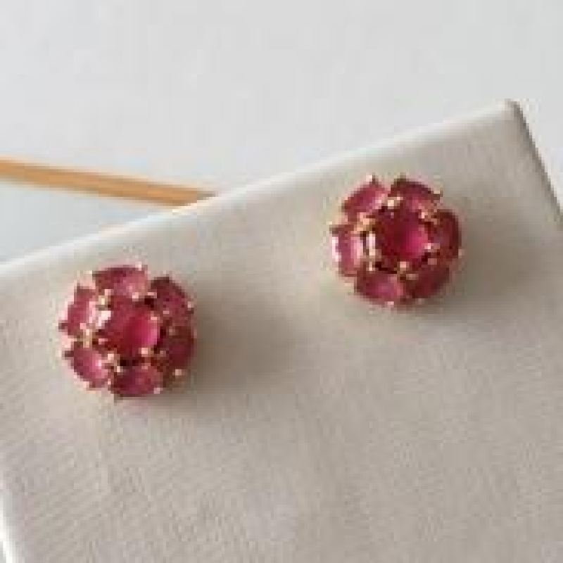 BRINCO OURO FLOR RUBI G