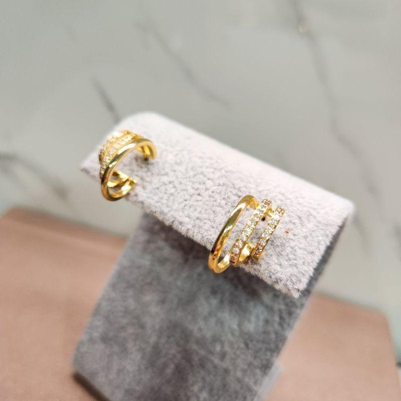 BRINCO OURO MEIA ARGOLA LISA ZIRC