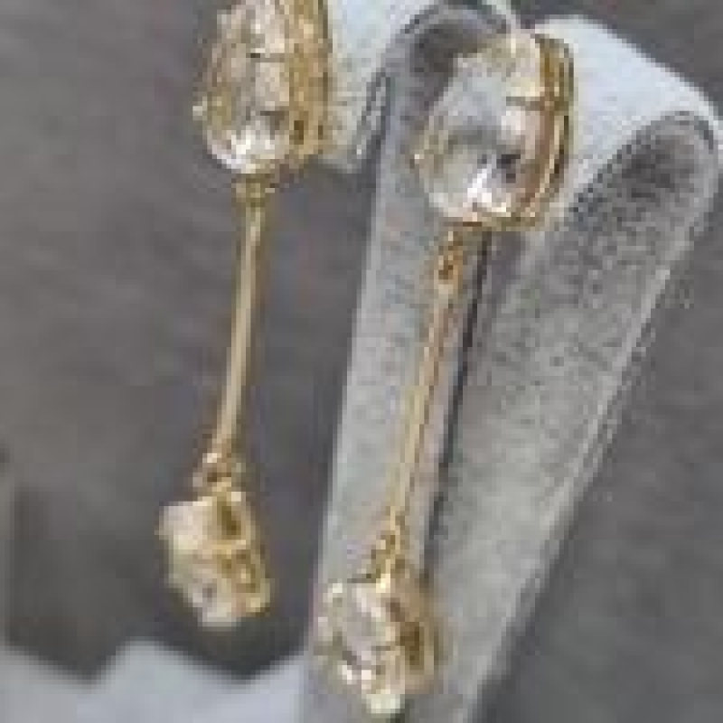 BRINCO OURO PINO CRISTAL GOTA