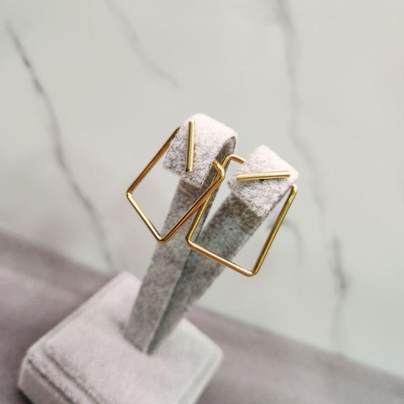 BRINCO OURO PINO RETANGULO