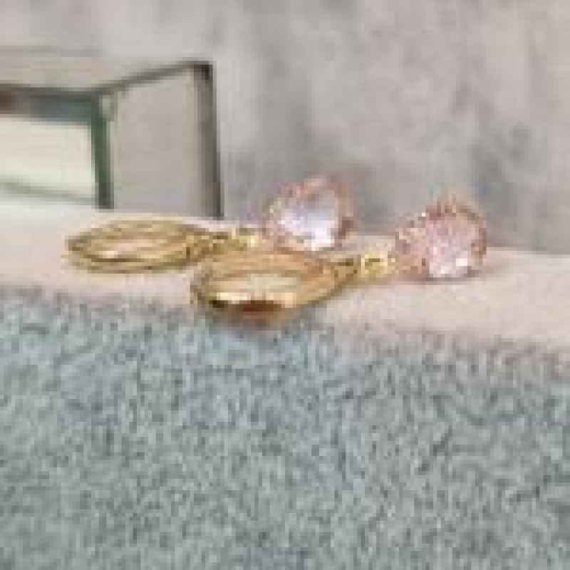 BRINCO OURO TRANQUETA GOTA ROSA	
