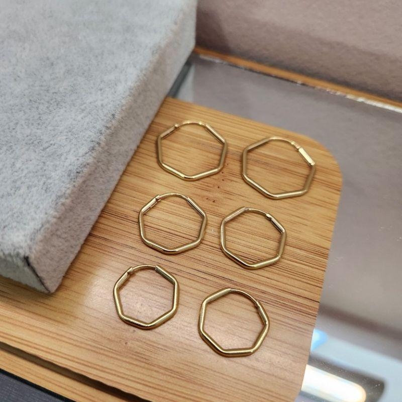 BRINCO OURO TRIO ARG FIO  HEXAG