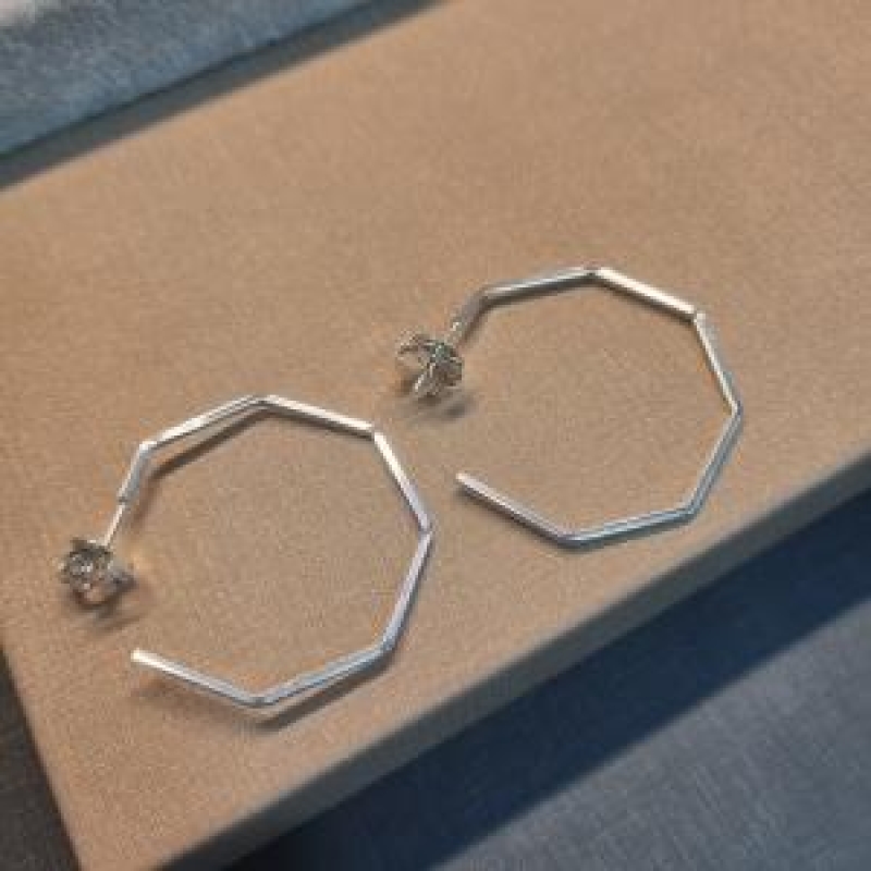 BRINCO PRATA ARGOLA OCTOGONAL M