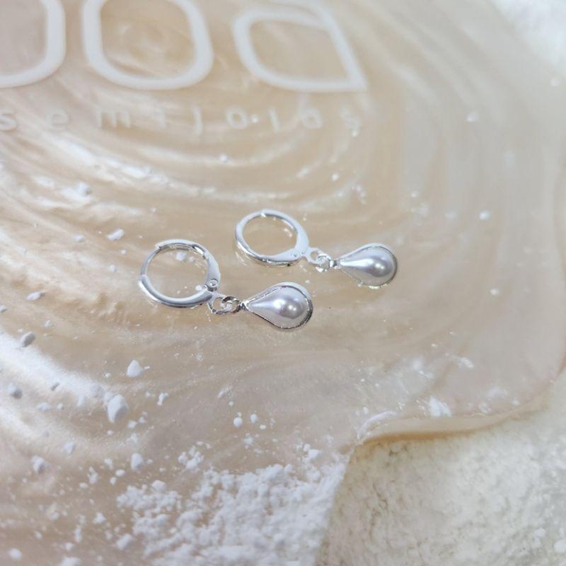 BRINCO PRATA ARGOLA PÉROLA GOTA