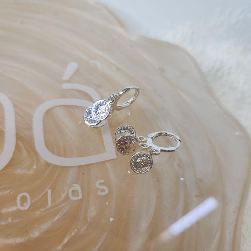 BRINCO PRATA ARGOLA TRANQUETA MOEDAS