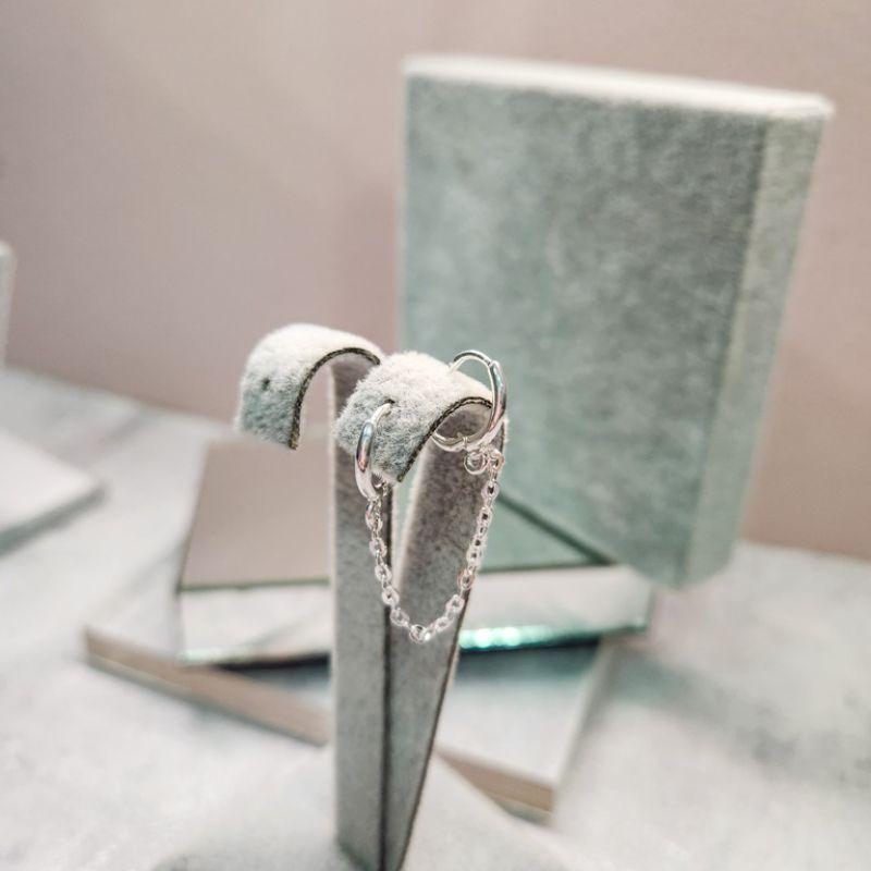 BRINCO PRATA ARGOLINHA DUPLA CORRENTE