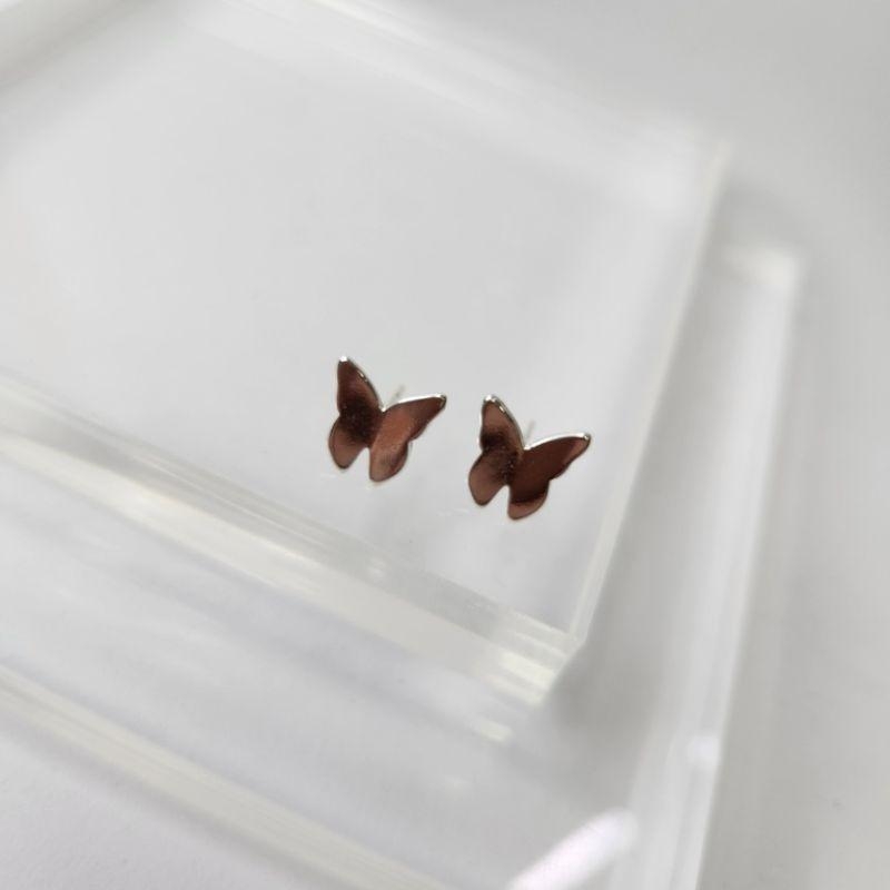 BRINCO PRATA BORBOLETA ORIGAMI G