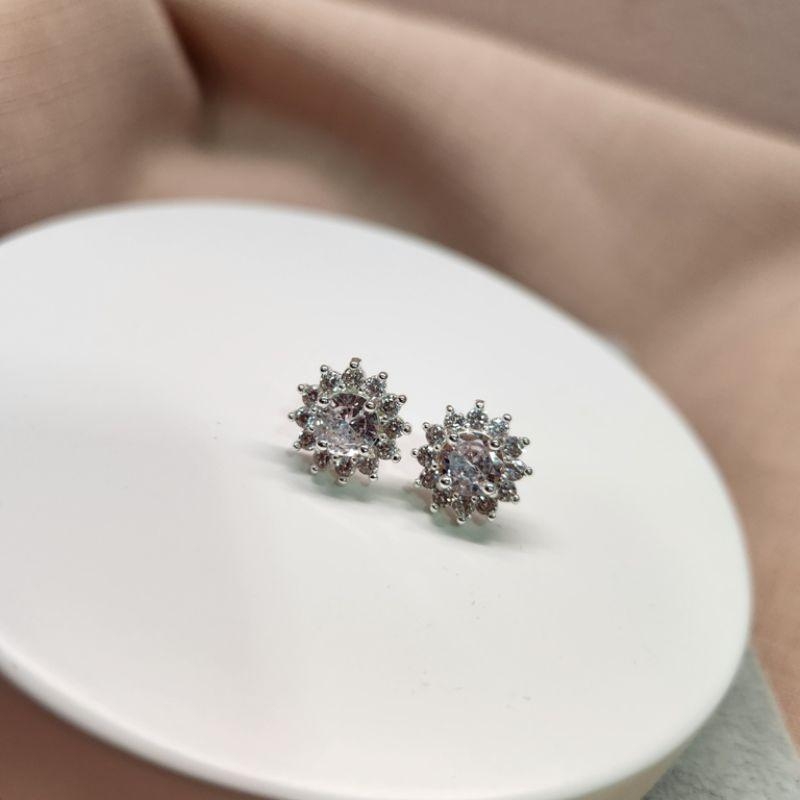 BRINCO PRATA FLOR ZIRC CRISTAL