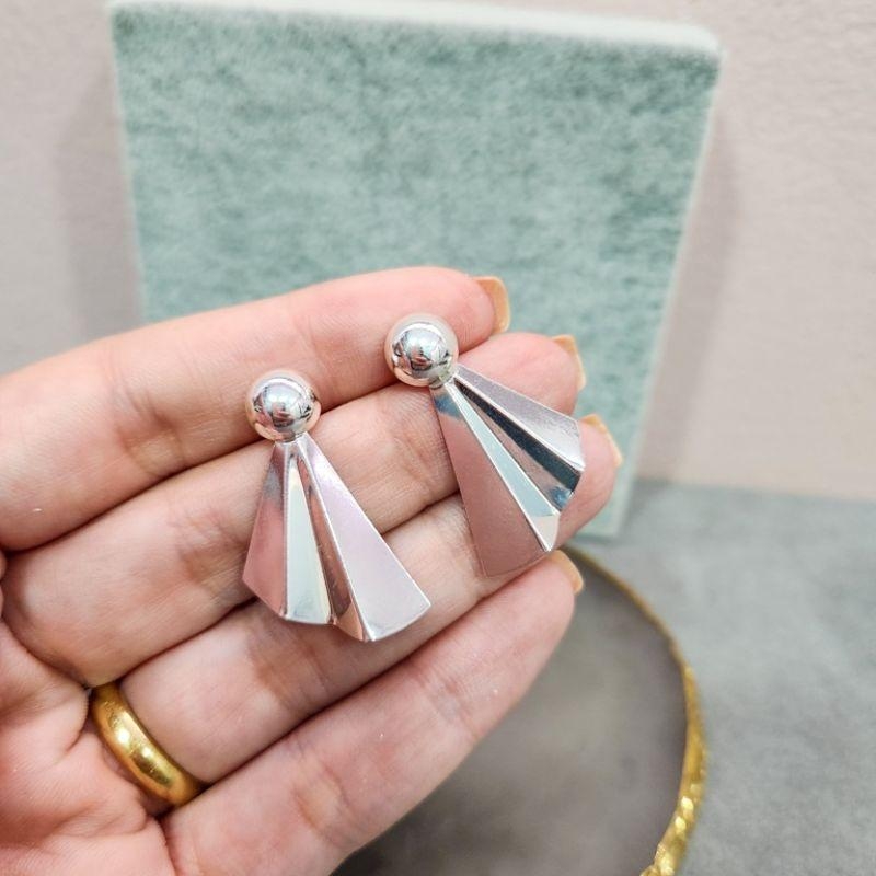 BRINCO PRATA LEQUE BOLA