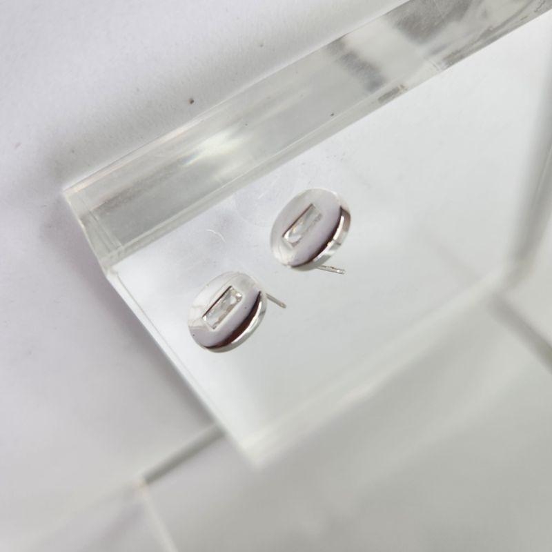 BRINCO PRATA OVAL CRISTAL RETANG