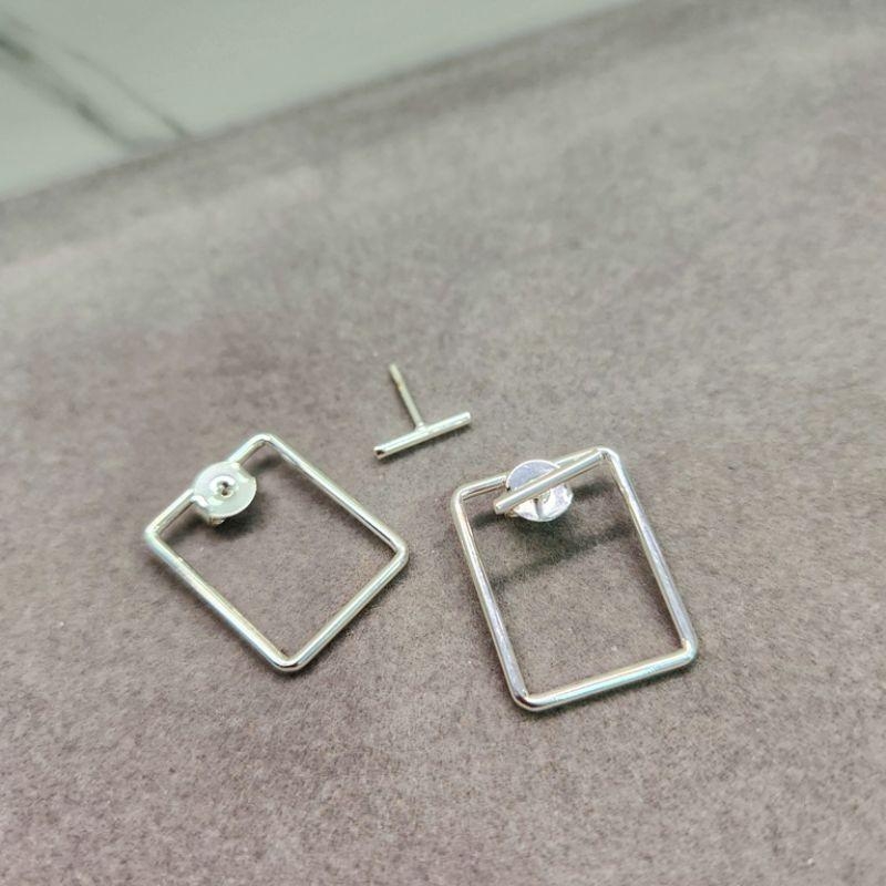 BRINCO PRATA PINO RETANGULO
