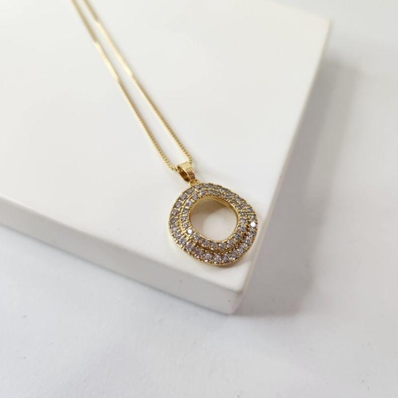 COLAR OURO CIRC ONDULADO ZIRC