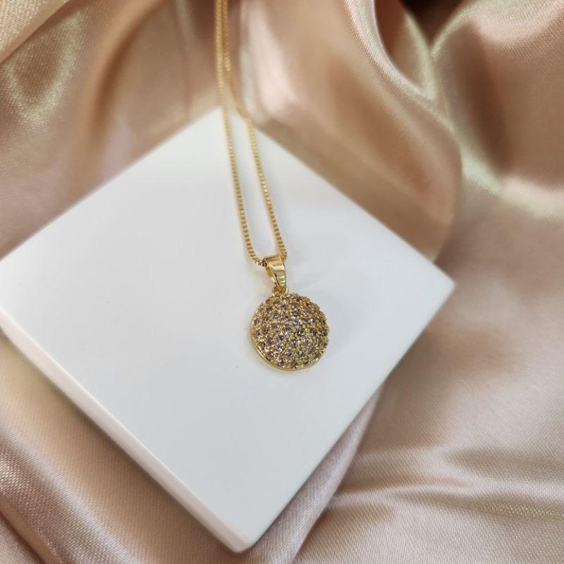 COLAR OURO CIRCULO ZIRC