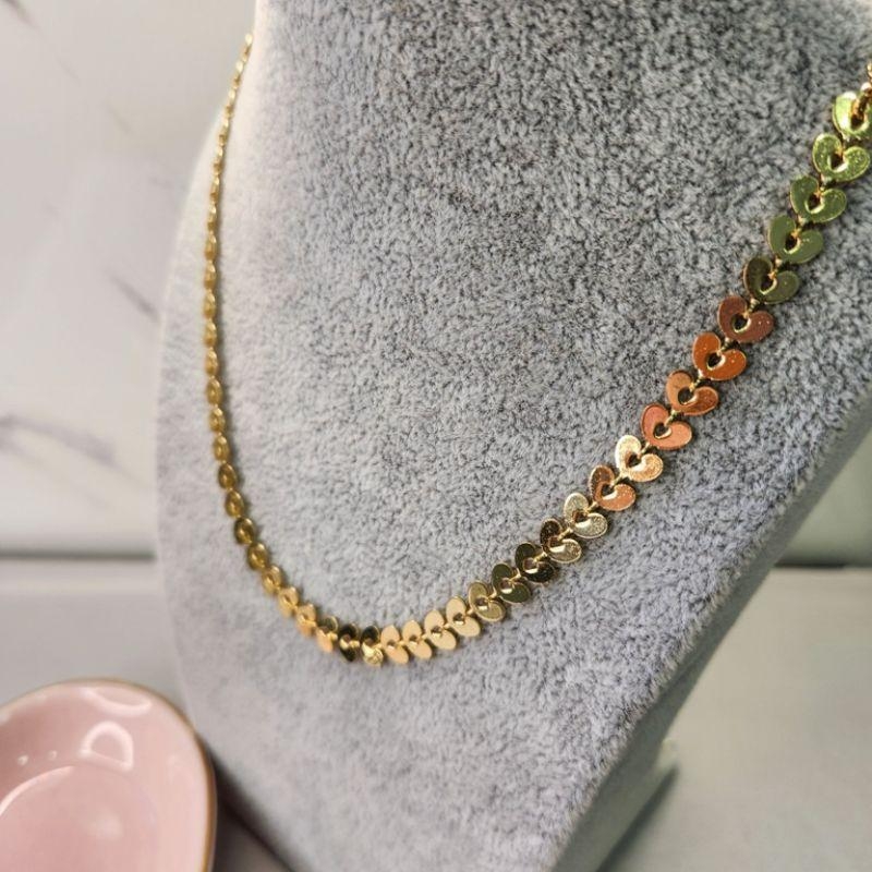 COLAR OURO CORAÇÃO BOLINHA VAZ