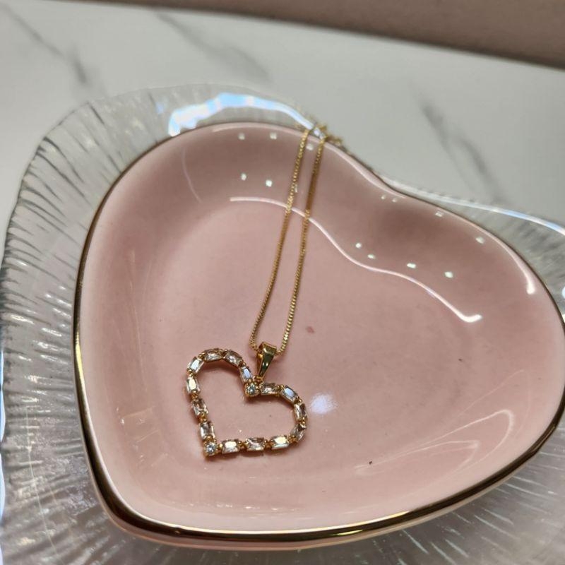 COLAR OURO CORAÇÃO NAVETES