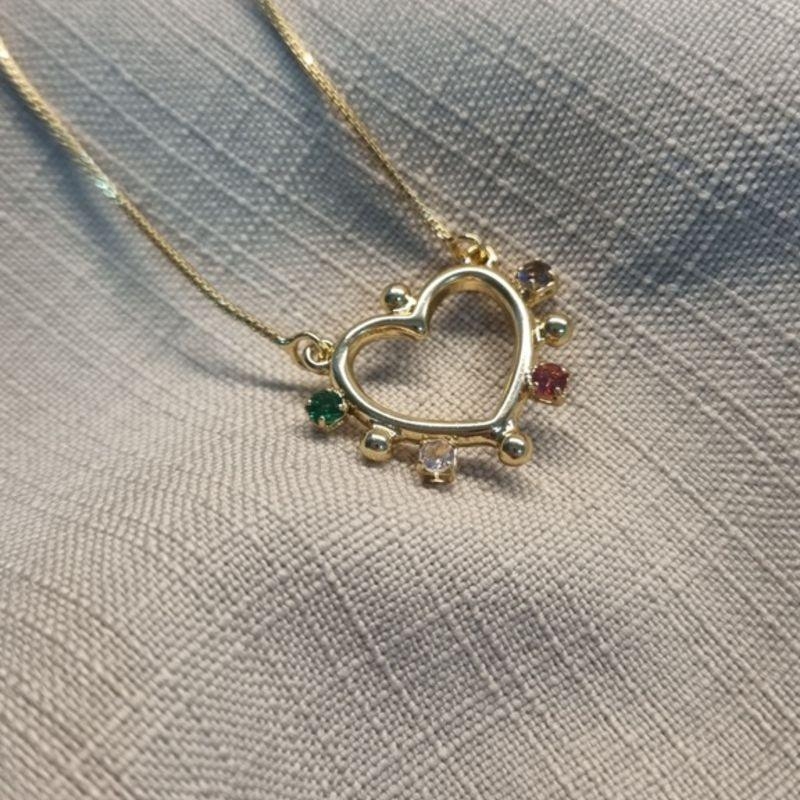 COLAR OURO CORAÇÃO VAZADO COLOR