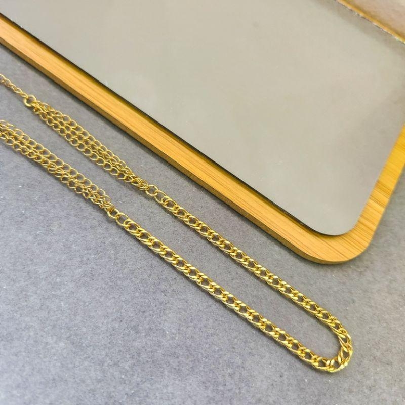 COLAR OURO CORRENTE DUPLA AMASSADA