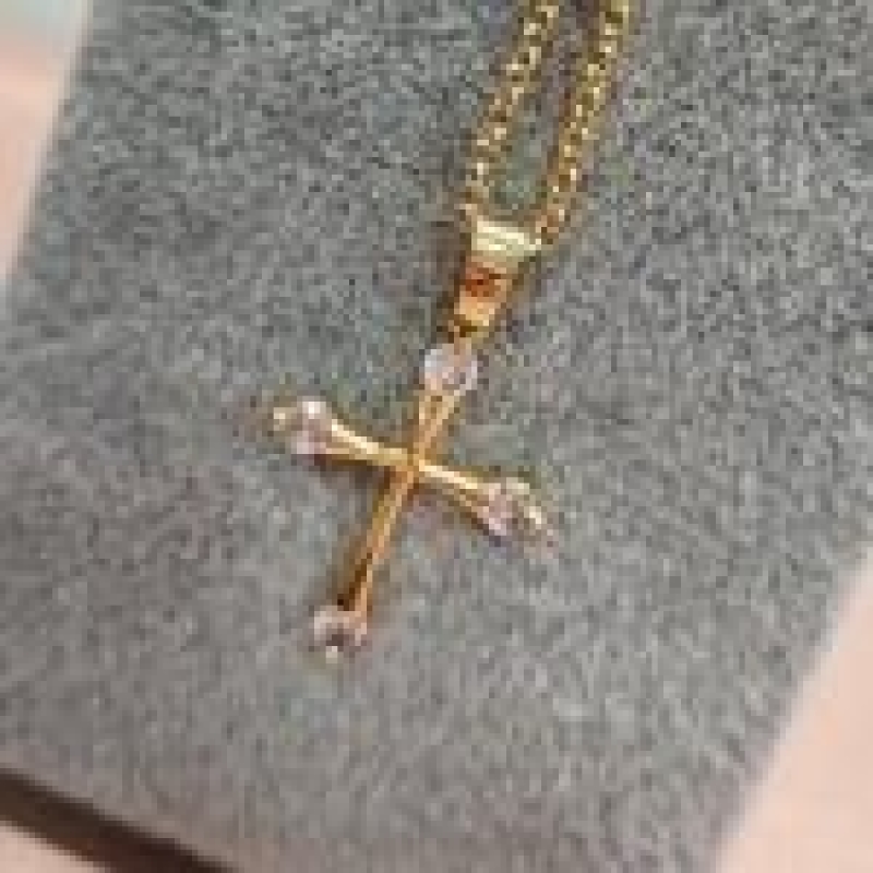 COLAR OURO CRUZ 3 PONTOS DE LUZ