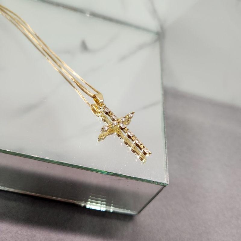 COLAR OURO CRUZ NAVETES