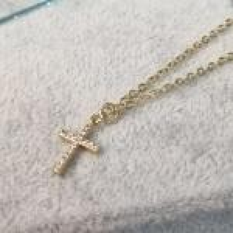 COLAR OURO CRUZ ZIRC	