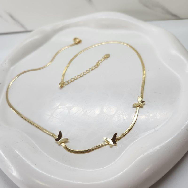 COLAR OURO FITA BORBOLETAS