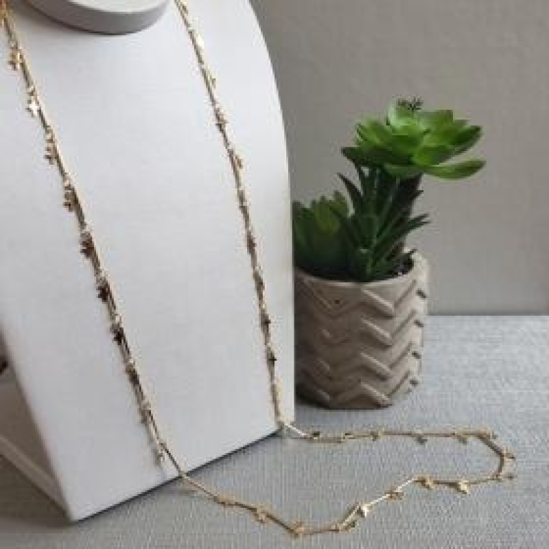 COLAR OURO LONGO CRUZINHAS