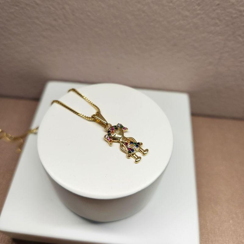 COLAR OURO MENINA ZIRC COLOR