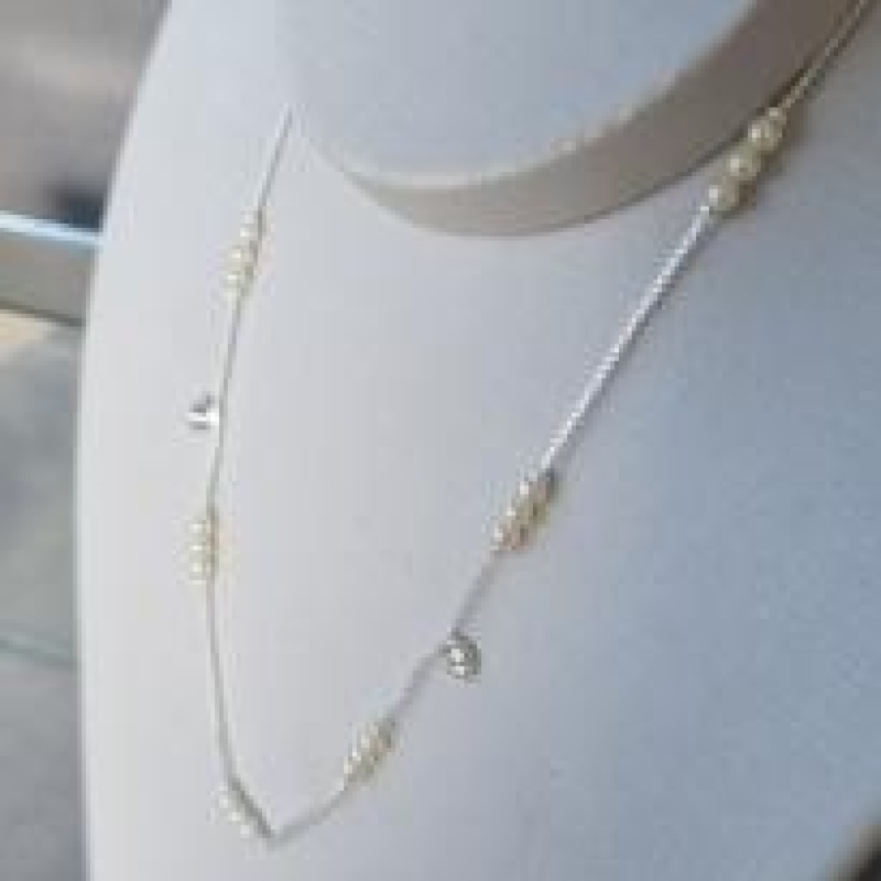 COLAR PRATA CHOKER 3 PÉROLAS