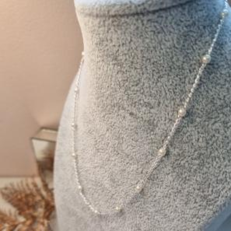 COLAR PRATA CHOKER PEROLAS P	