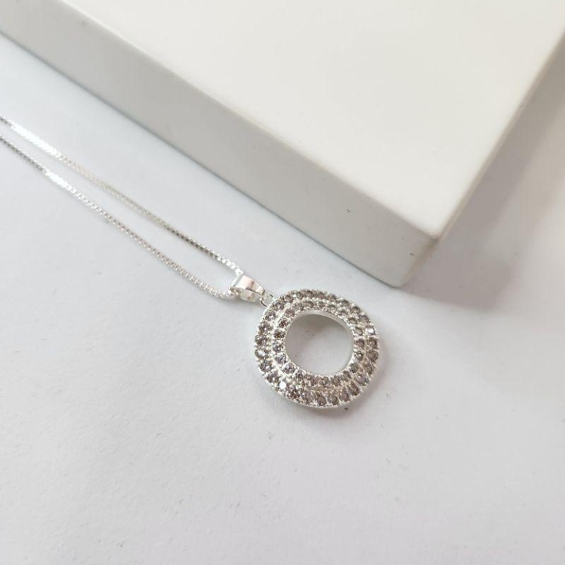 COLAR PRATA CIRC ONDULADO ZIRC