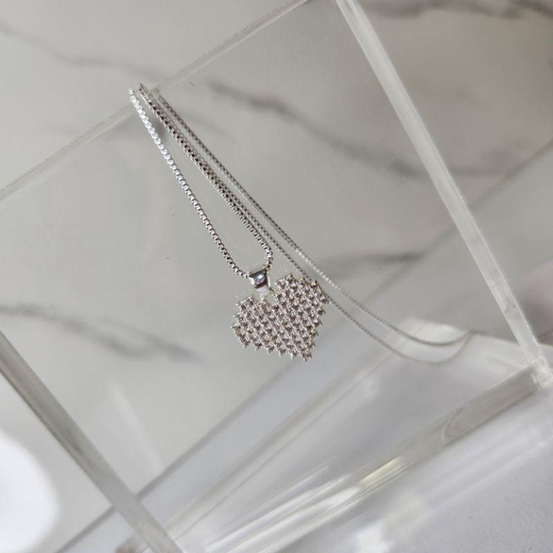 COLAR PRATA CORAÇÃO PIXEL Z