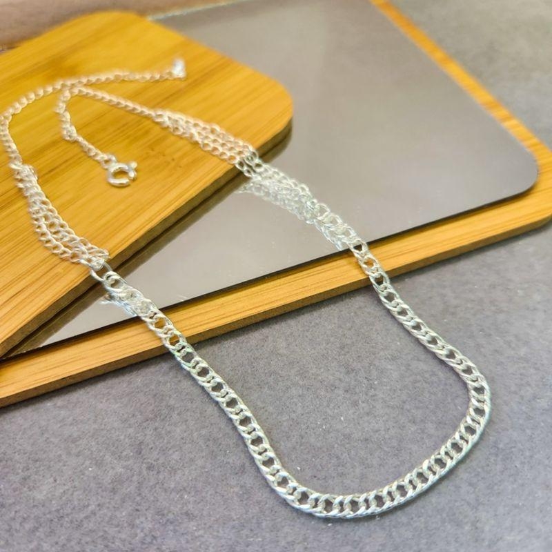 COLAR PRATA CORRENTE DUPLA AMASSADA