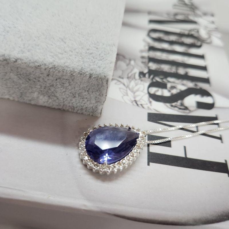 COLAR PRATA GOTA Z TANZANITA