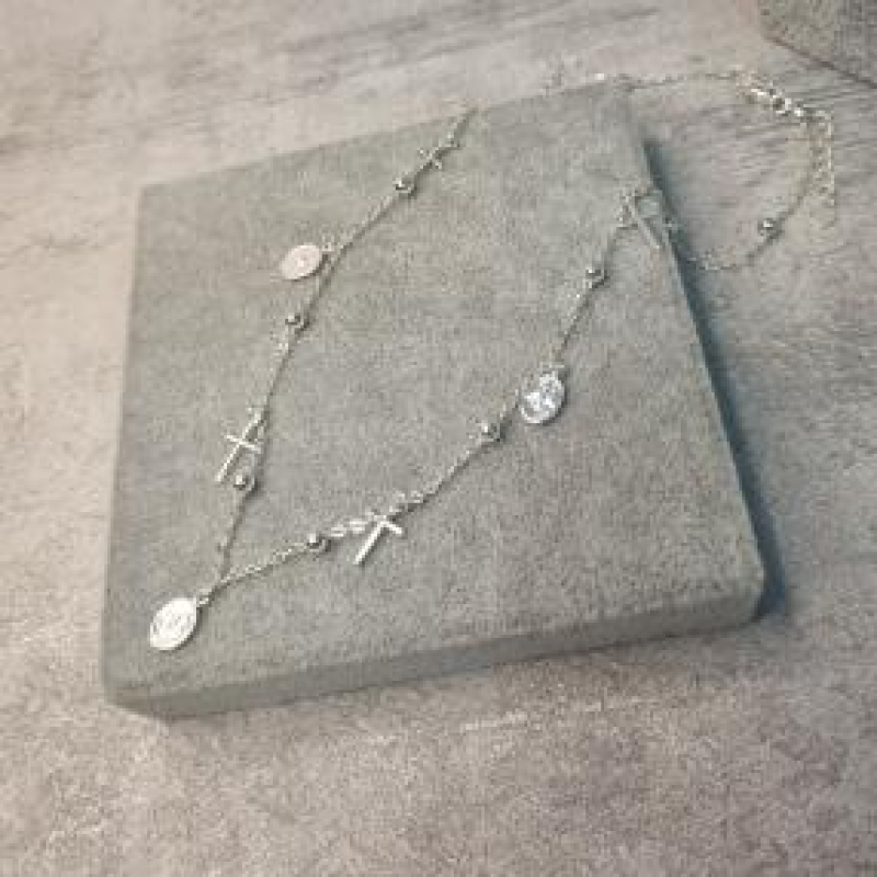 COLAR PRATA MEDALHA E CRUZ	