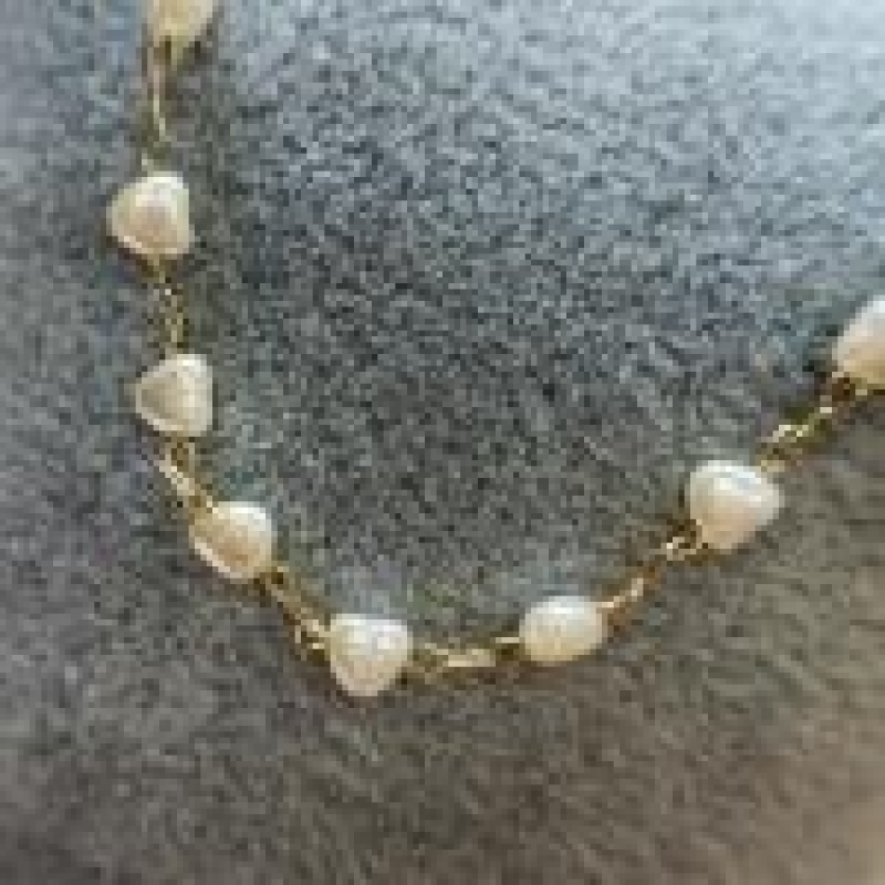 PULSEIRA OURO CORAÇÃO PEROLA