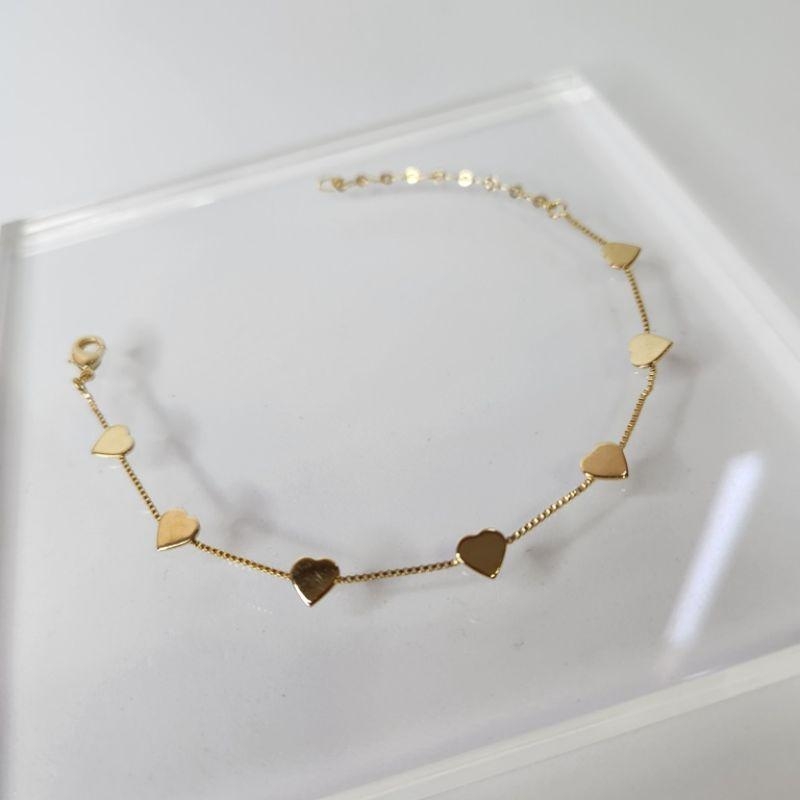 PULSEIRA OURO CORAÇÕES CHAPADOS