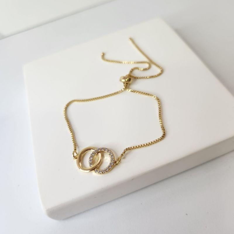 PULSEIRA OURO ELOS ZIRC LISO