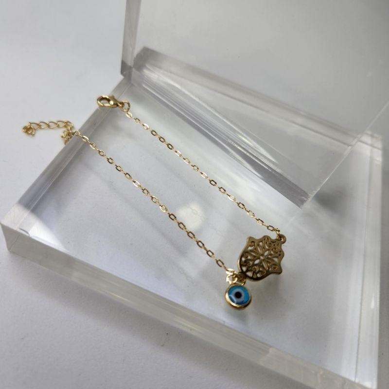 PULSEIRA OURO HAMSÁ OLHO GREGO