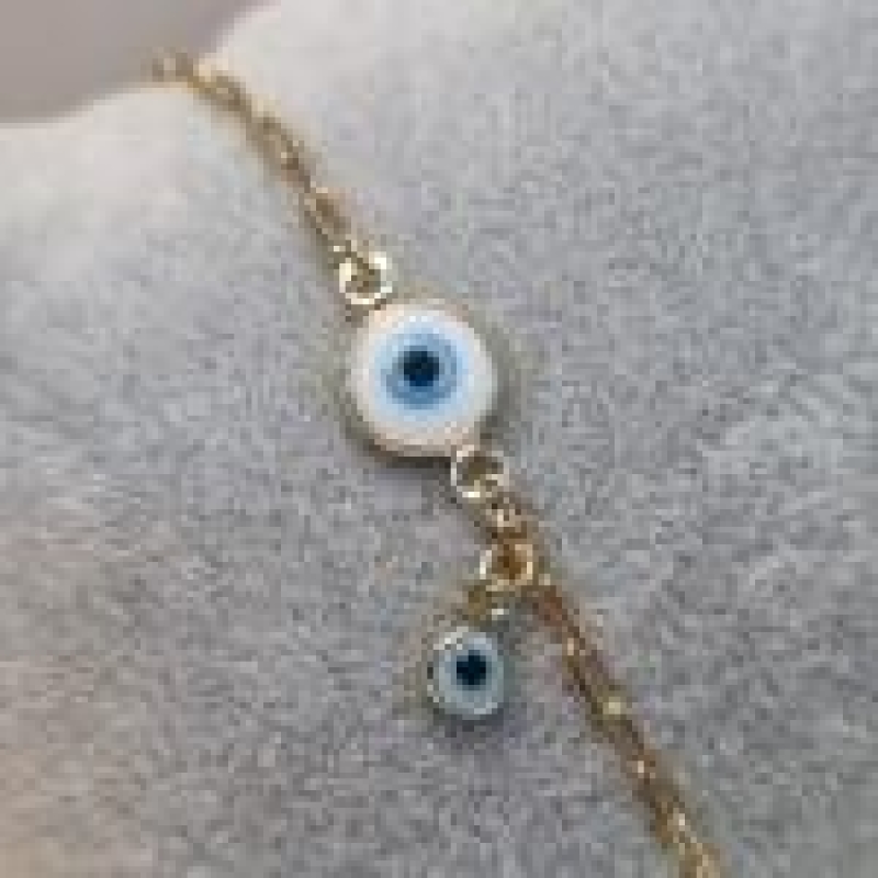 PULSEIRA OURO OLHO GREGO BRANCO	