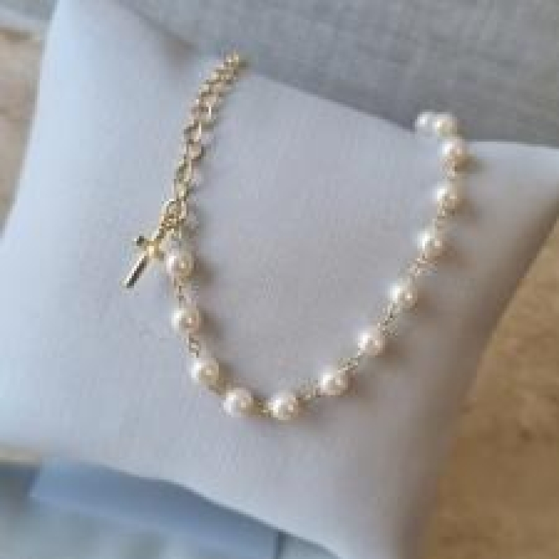 PULSEIRA OURO PERÓLA CRUZ	