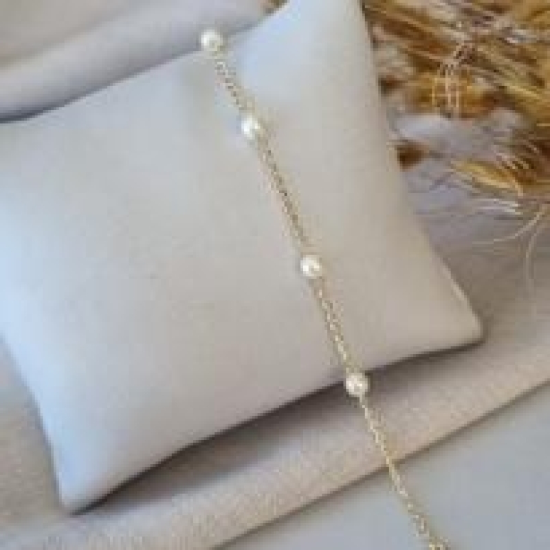 PULSEIRA OURO PÉROLAS ESPASSADAS