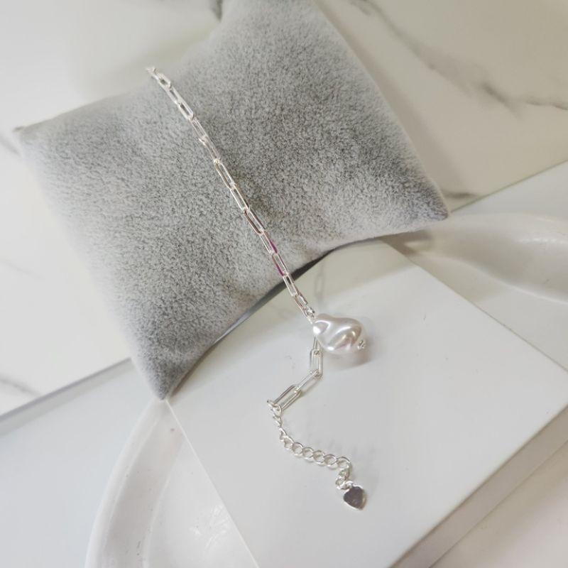 PULSEIRA PRATA PÉROLA BARROCA