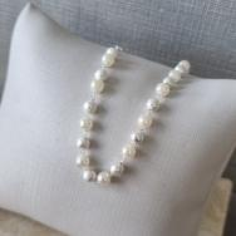 PULSEIRA PRATA PÉROLA BOLINHA PRATA	