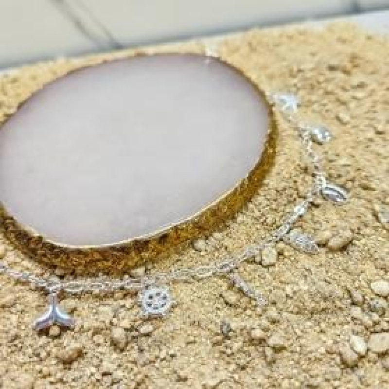 TORNOZELEIRA PRATA FUNDO DO MAR